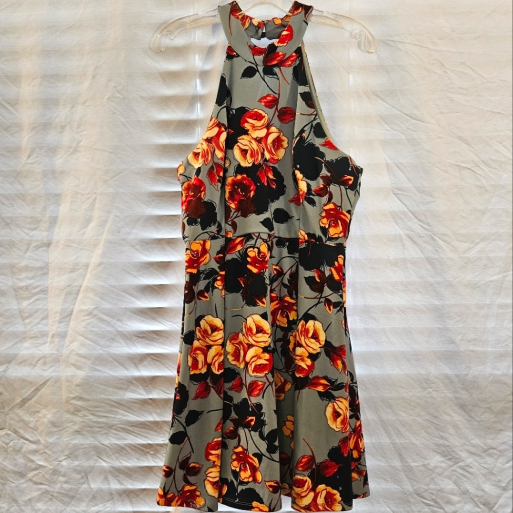 Halter-top Women's Cocktail Dress- Large blue